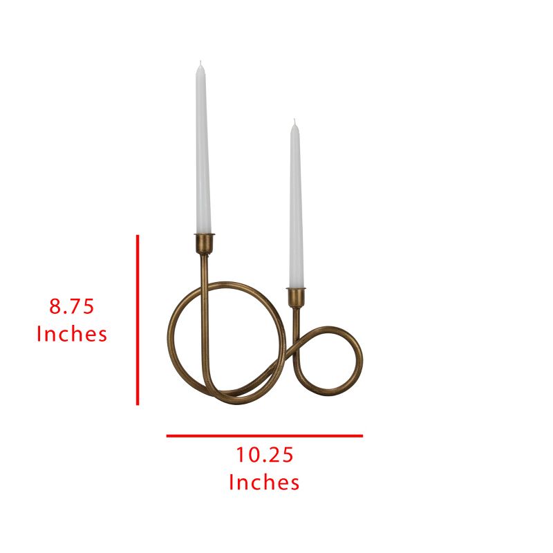 Brass Metal Sculptural Taper Candle Holder - Foreside Home & Garden