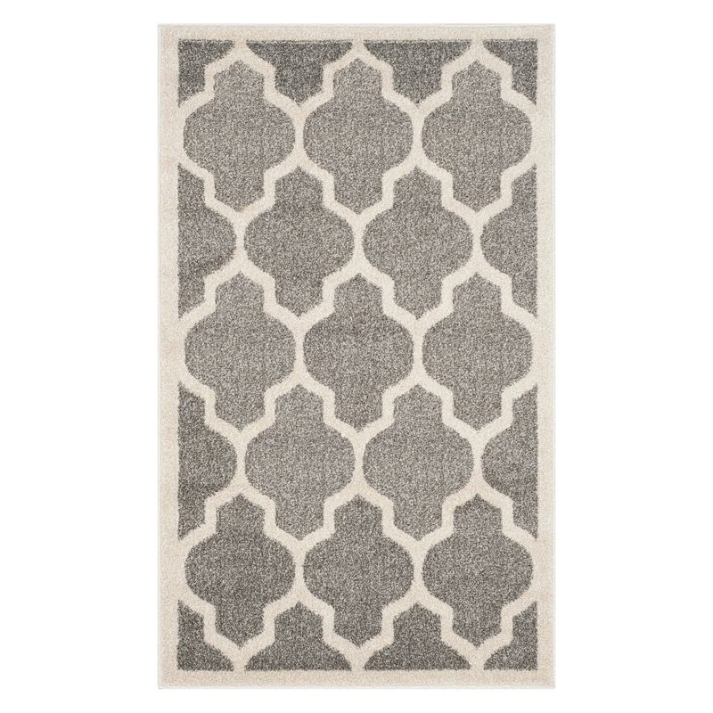 2'6"X4' Rectangle Outdoor Patio Rug  Dark Gray/Beige - Safavieh