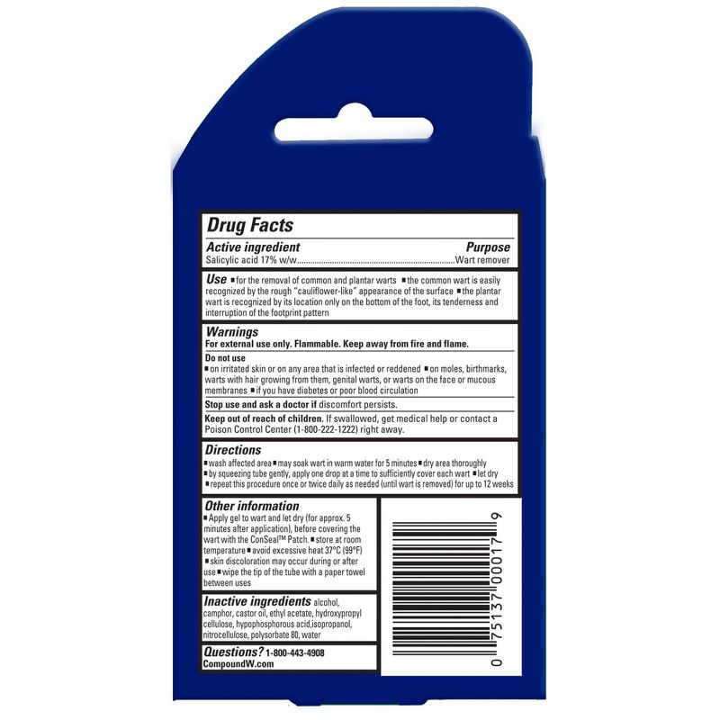Compound W Maximum Strength Fast Acting Gel Wart Remover + ConSeal Patches - 0.25oz/12ct