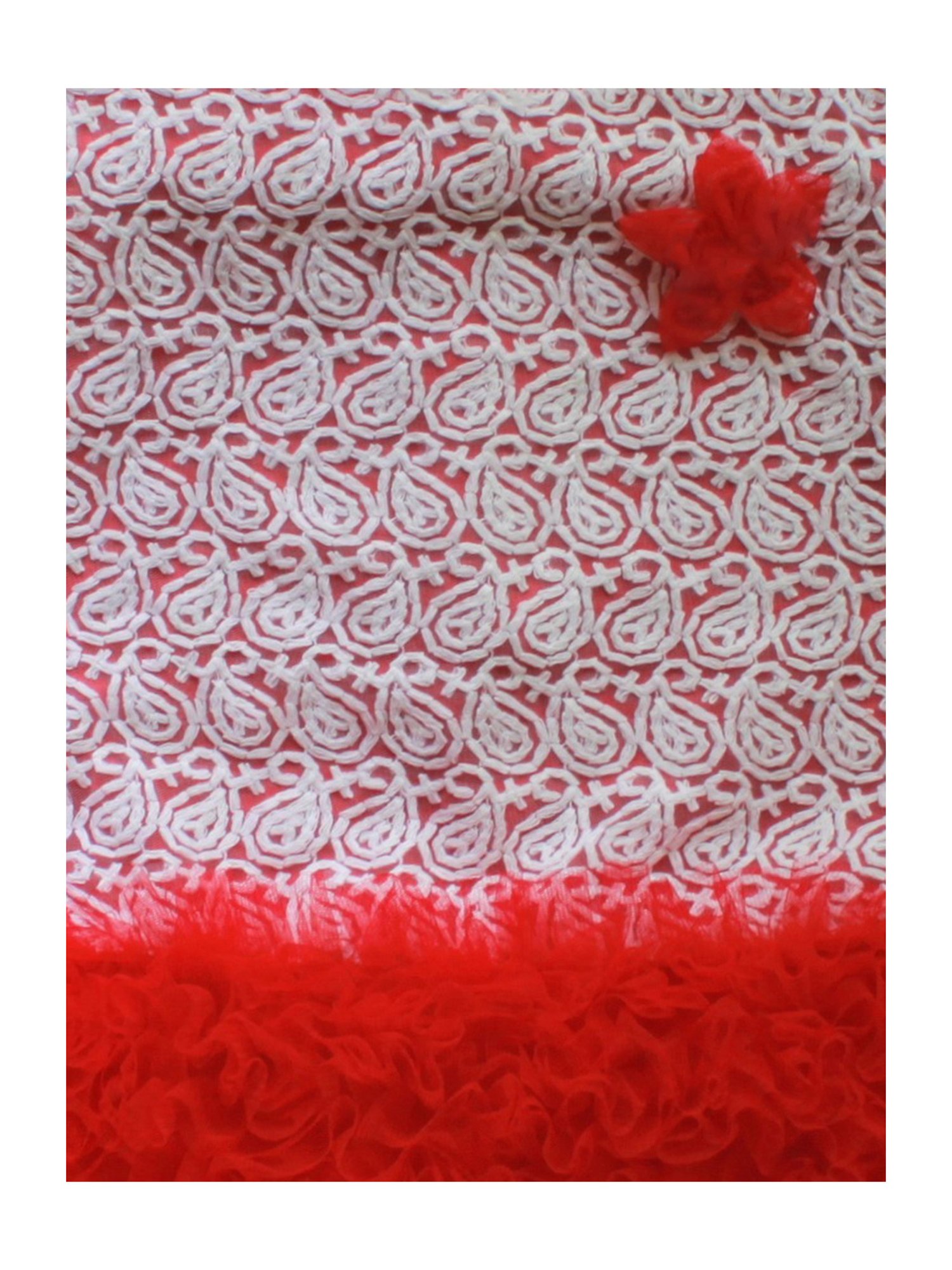 Many Frocks Kids Red Embroidered Dress