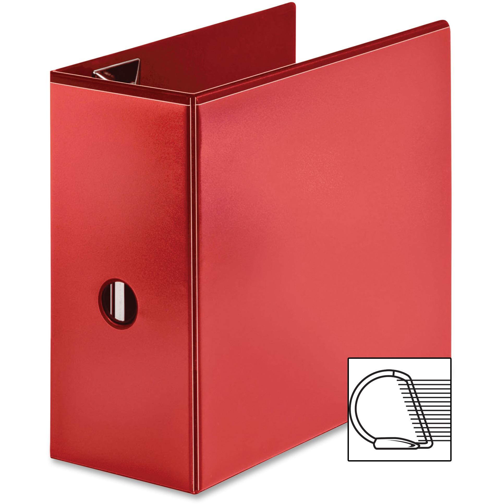 D-Ring View Binder, 5" Capacity, 11"x8-1/2", Red