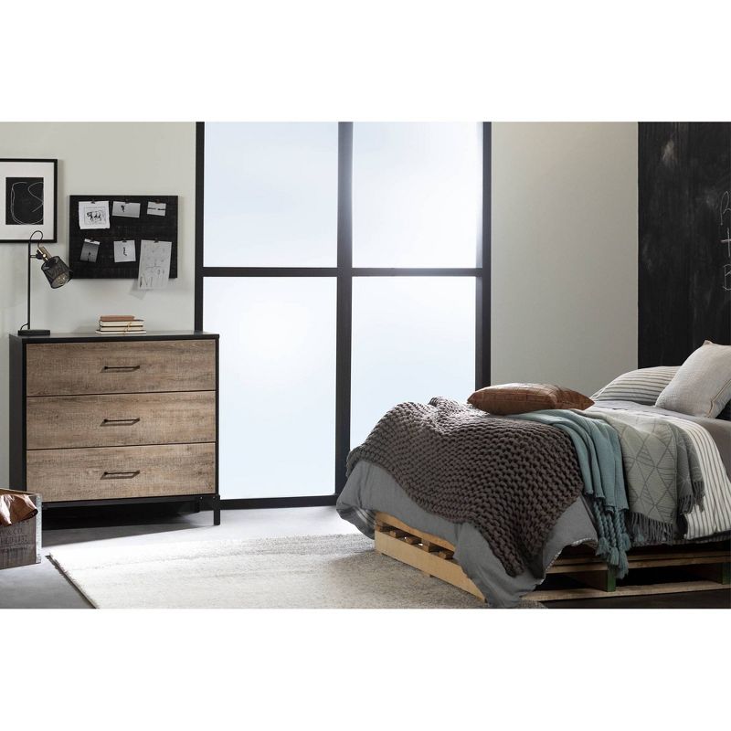 Valet 3 Drawer Chest Dresser Weathered Oak/Black - South Shore