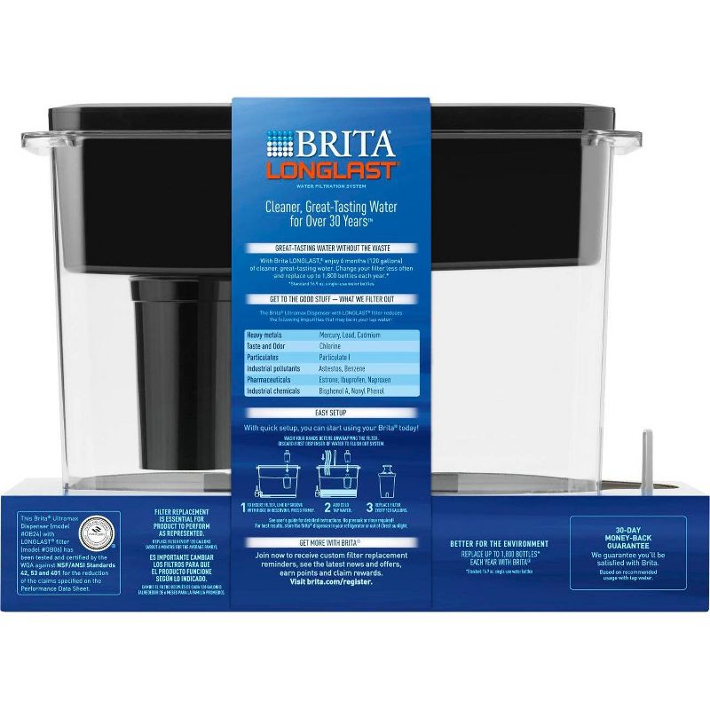 Brita Extra Large 18-Cup BPA Free UltraMax Water Dispenser with 1 Longlast Filter -Jet Black