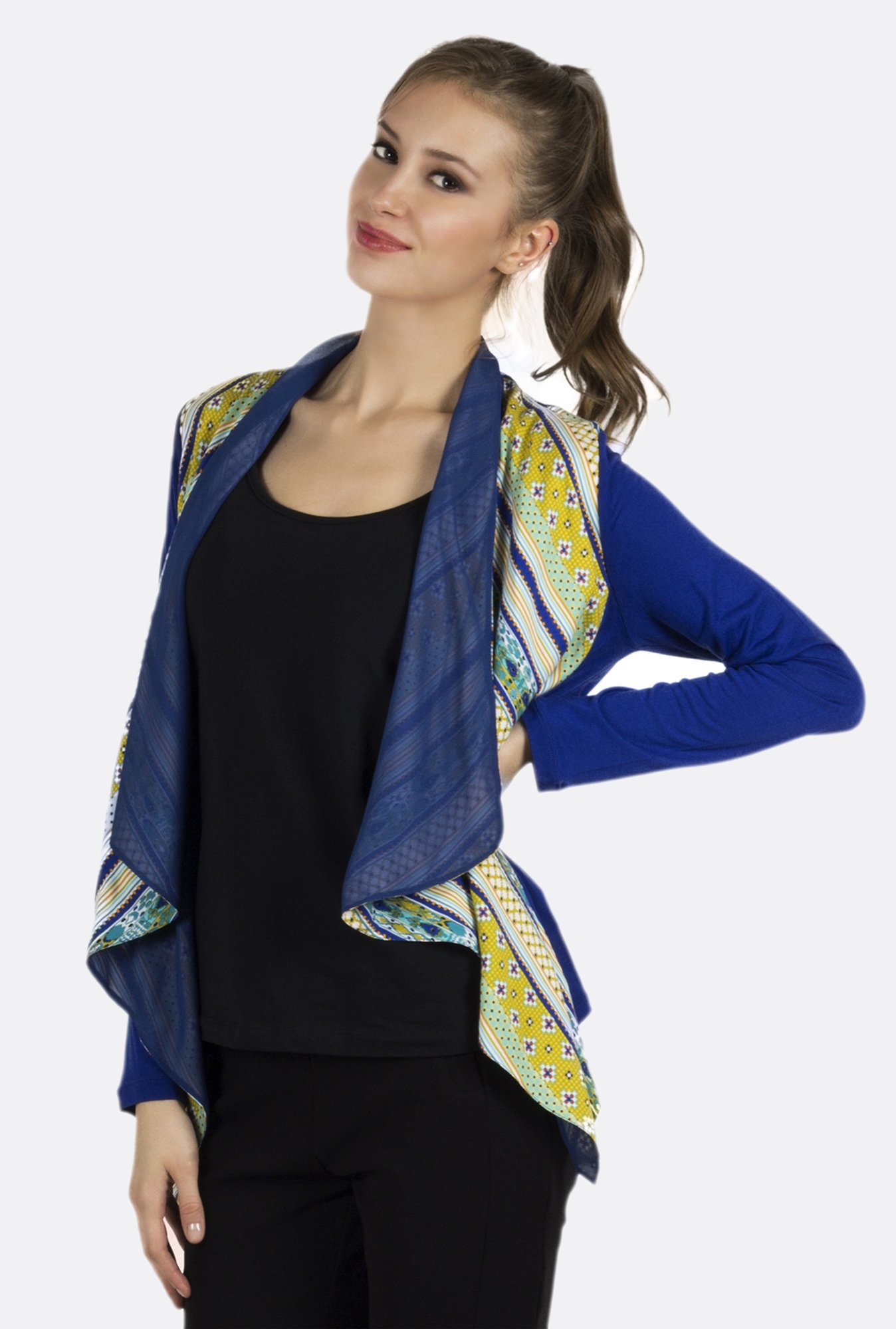 Fusion Beats Multicolor Striped Shrug