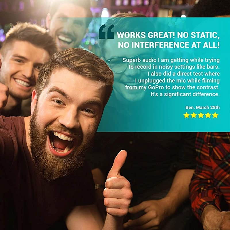 GM100 Clipon Lavalier Microphone for Compatible with GoPro HERO3 HERO3+ and HERO4 Black White and Silver Editions Includes Mic Adapter for Go Pro