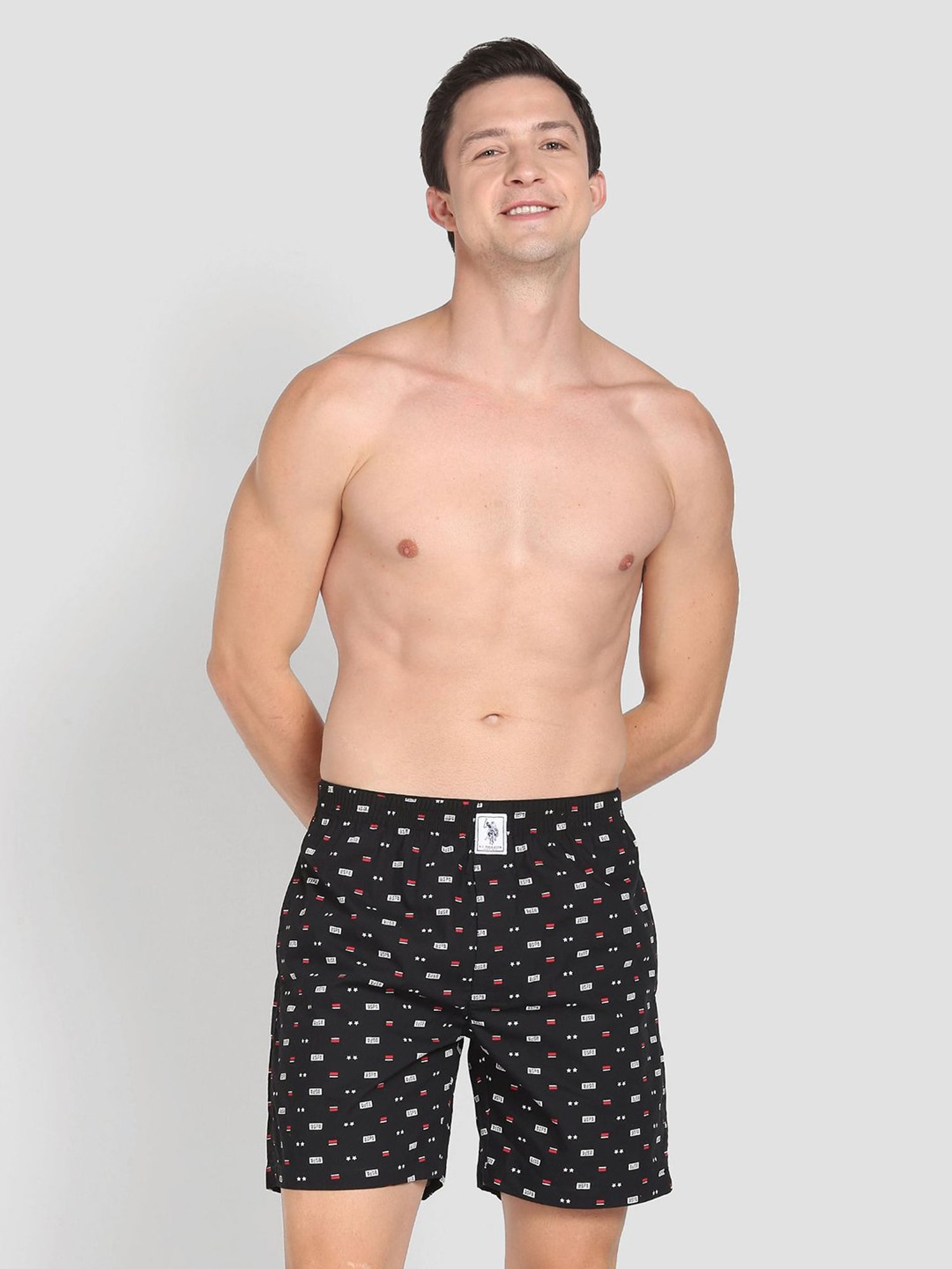 U.S. Polo Assn. Black Regular Fit Printed Cotton Boxers