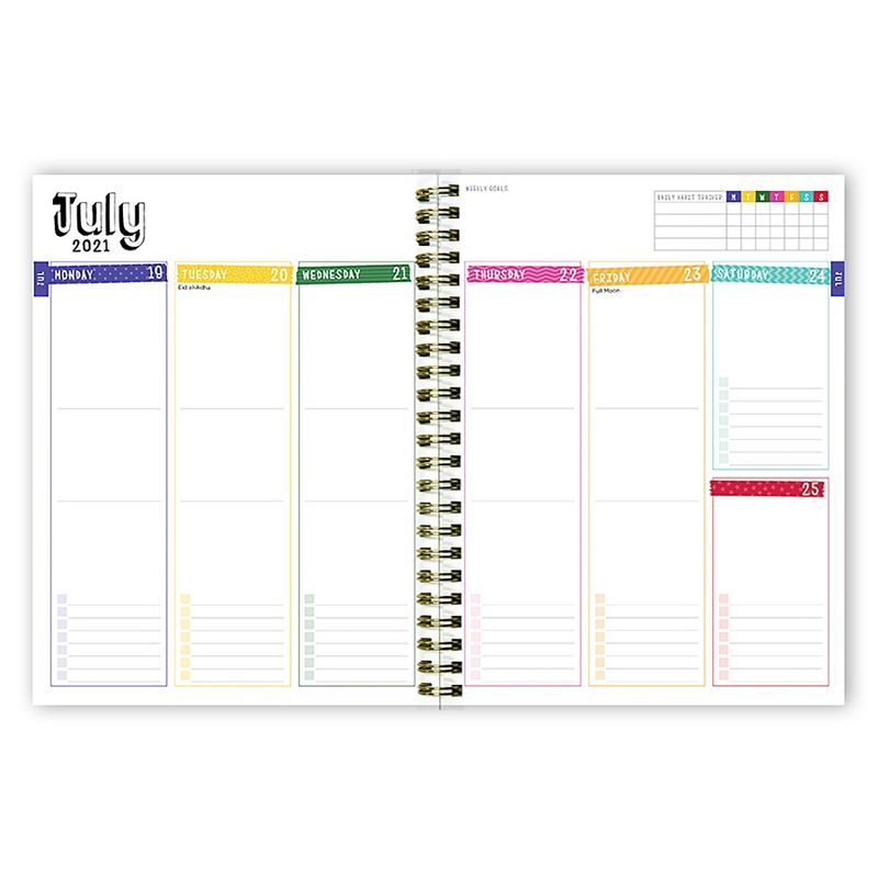 2021-22 Academic Planner 8"x6" Prism Rainbow Daily/Weekly/Monthly - The Time Factory
