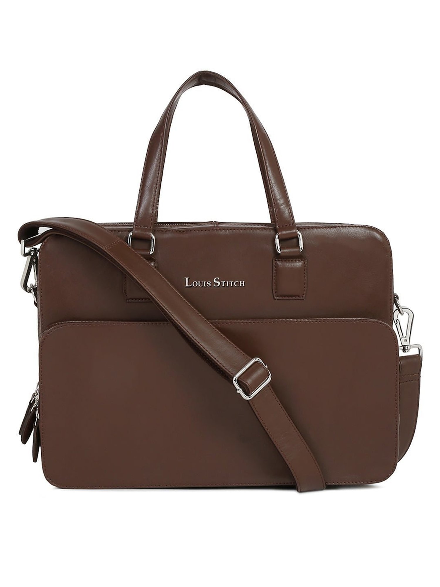 Louis Stitch Brown Leather Medium Multifunctional Executive Laptop Bag