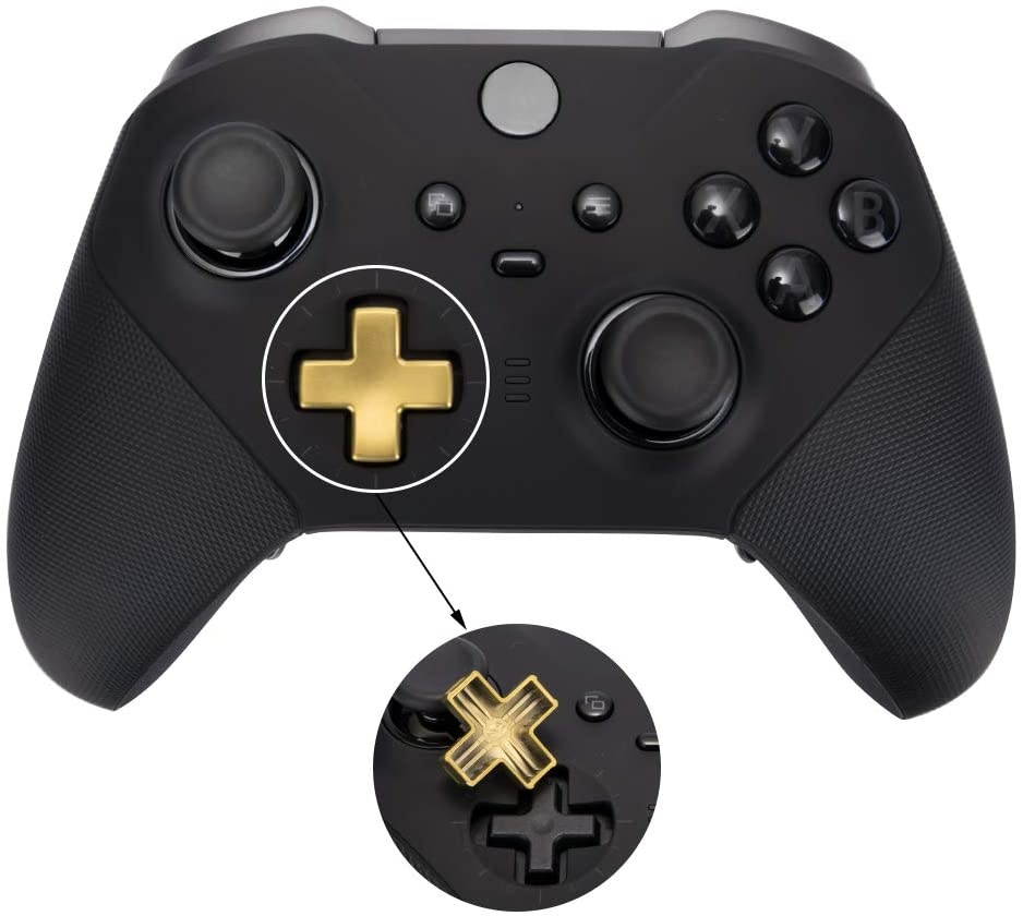 13 in 1 Metal Thumbsticks for Xbox One Elite Series 2, Xbox One Elite 2 Controller Parts, Gaming Accessory Replacement Parts, Metal Mod 6 Swap Joysticks, 4 Paddles, 2 D-Pads, 1 Adjustme
nt Tool(Gold)