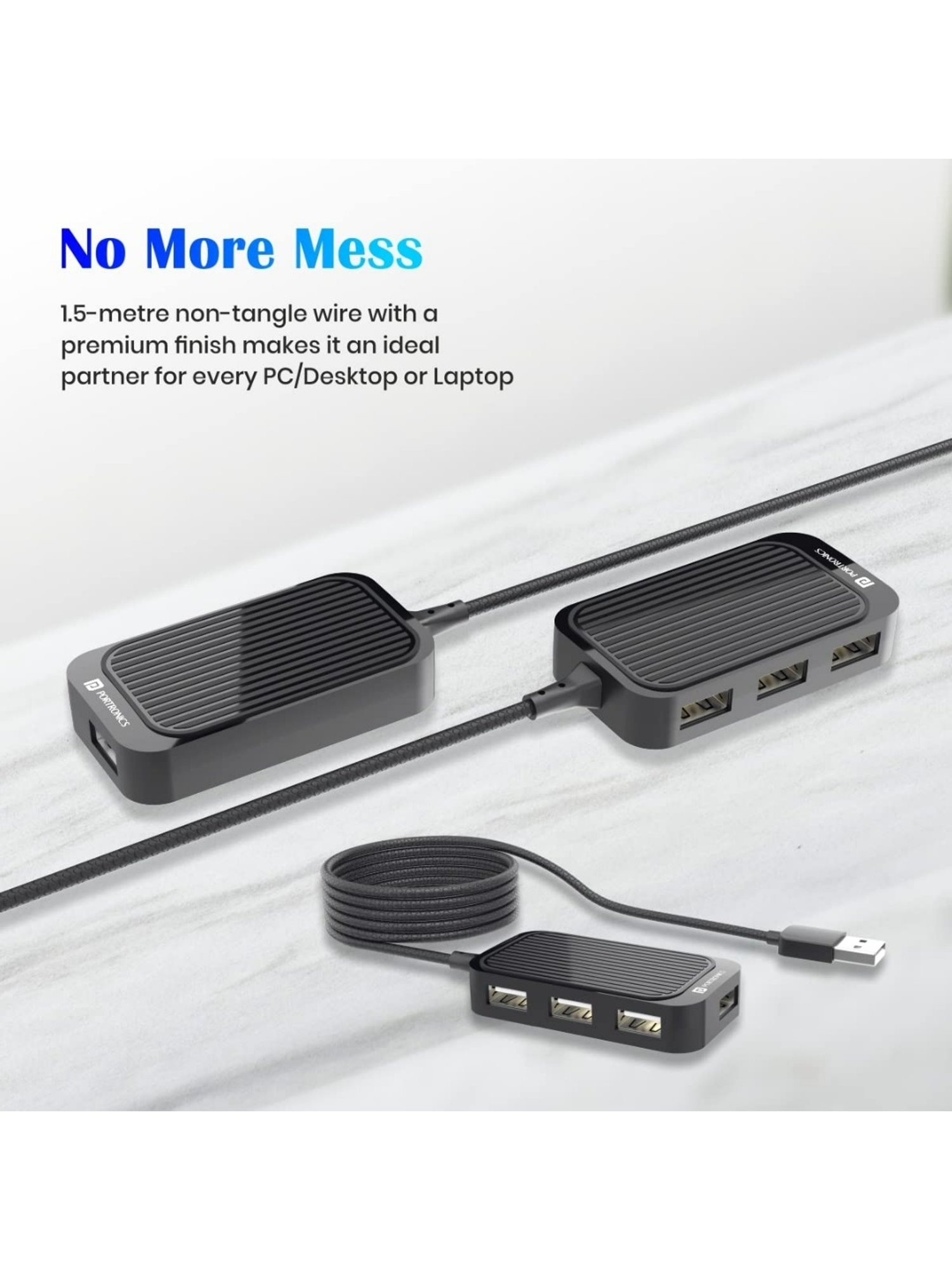 Portronics Mport 4D USB 2.0 Hub with 4 Ports, Data Transfer Upto 480Mbps (Black)