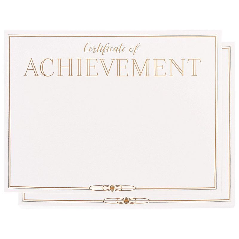 Best Paper Products 48-Pack Gold Foil Certificates of Achievement Award Paper Sheets, A4 Letter Size 8.5 x 11 in