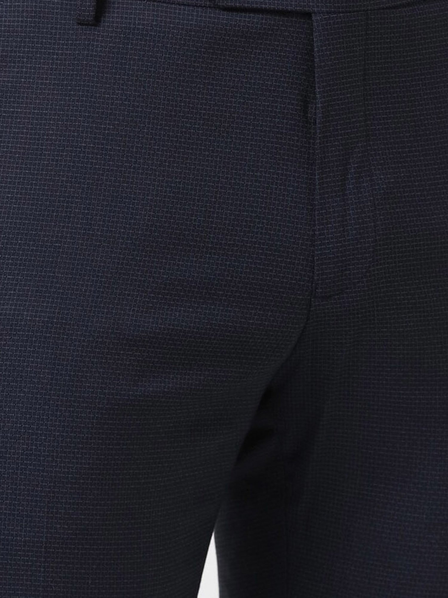 Peter England Navy Slim Fit Checks Trousers