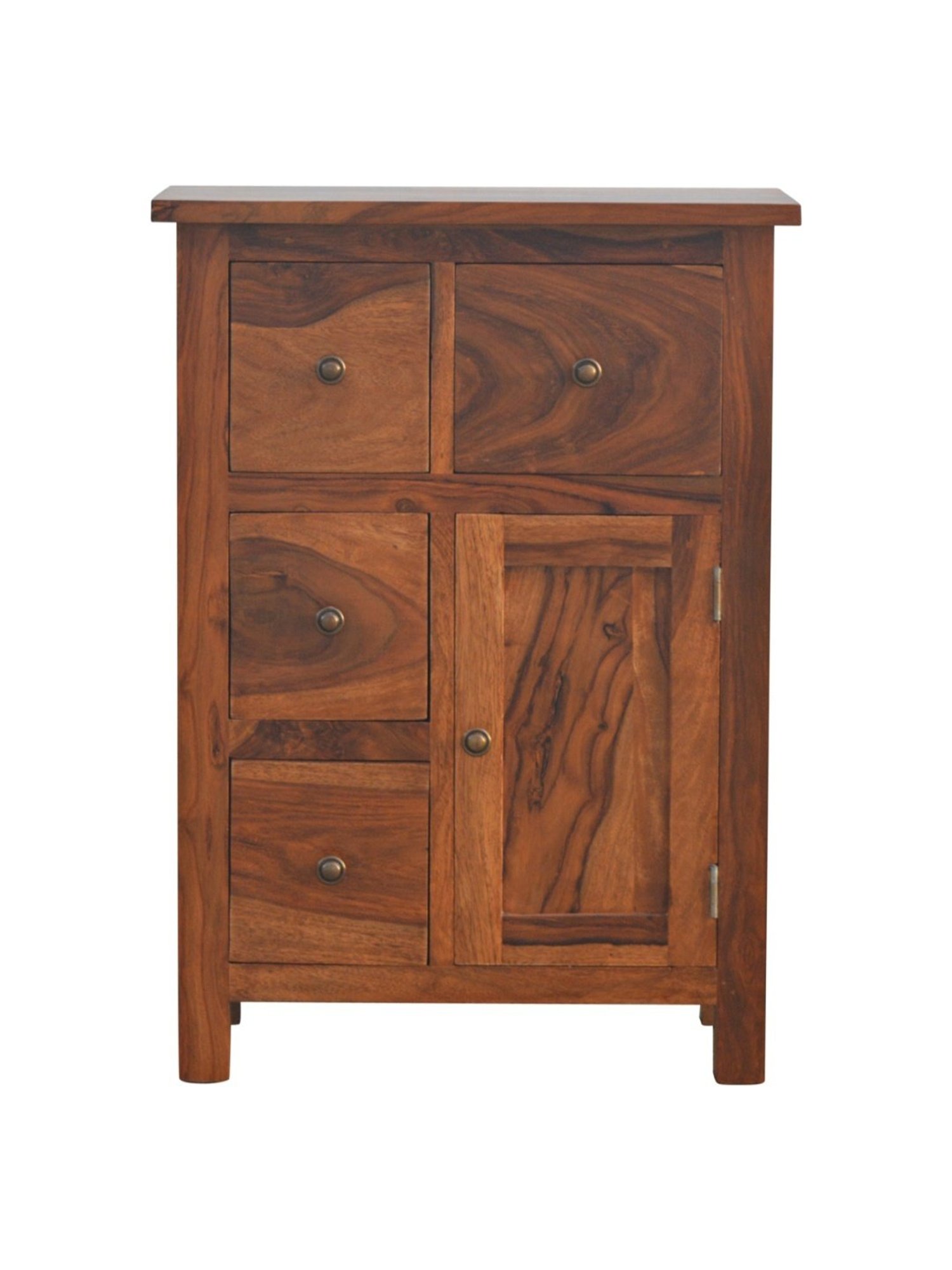 Fabindia Brown Sheesham Wood Textured Cabinet