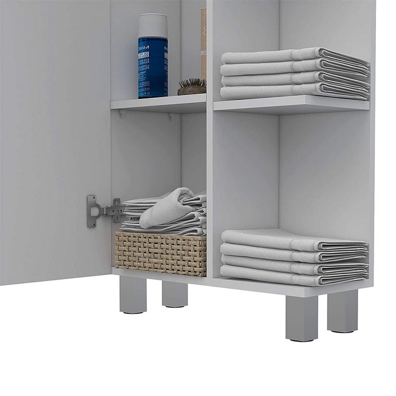 TUHOME Urano Linen Storage Cabinet Organizer with Swinging Hinge Door and 9 Shelves for Bathroom Bedroom Kitchen or Garage, White