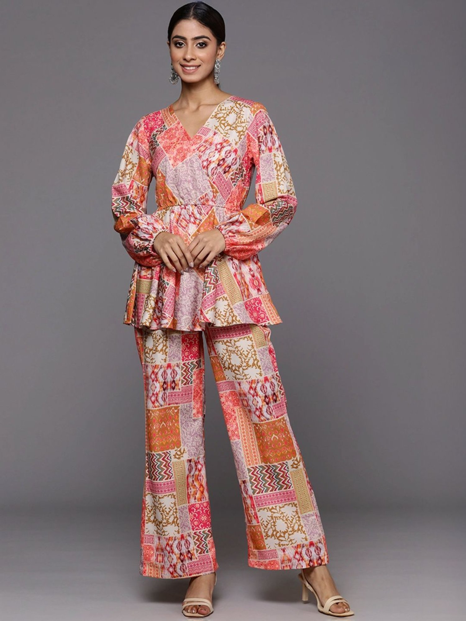 Varanga Multicolored Printed Top Pant Set