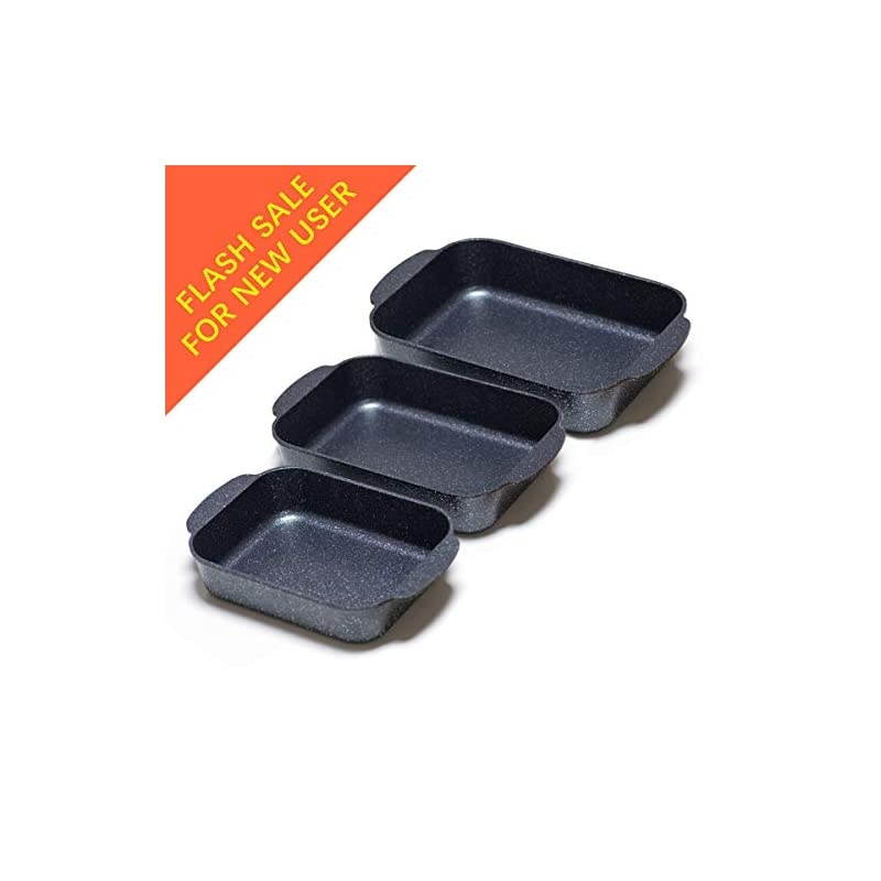 Lasagna Pan Kit Roasting Pan Set Bread Pan Kit, Casseroles Pans, Roaster Pan Kit Nonstick Bakeware Set, Non-stick Bread Baking Pans, 3 Pcs
