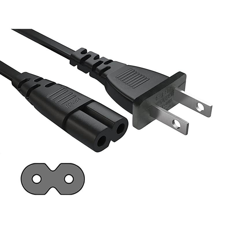 2 Prong Power Cord Cable Compatible TCL Roku Smart LED LCD HD TV [UL Listed]