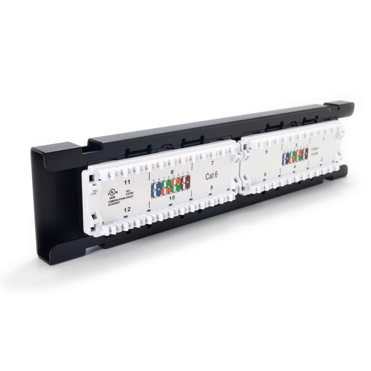 LINKOMM UL Listed RJ45 Cat6 12-Port UTP Unshielded Patch Panel with 89D Mounting Bracket/Vertical Mini Patch Panel