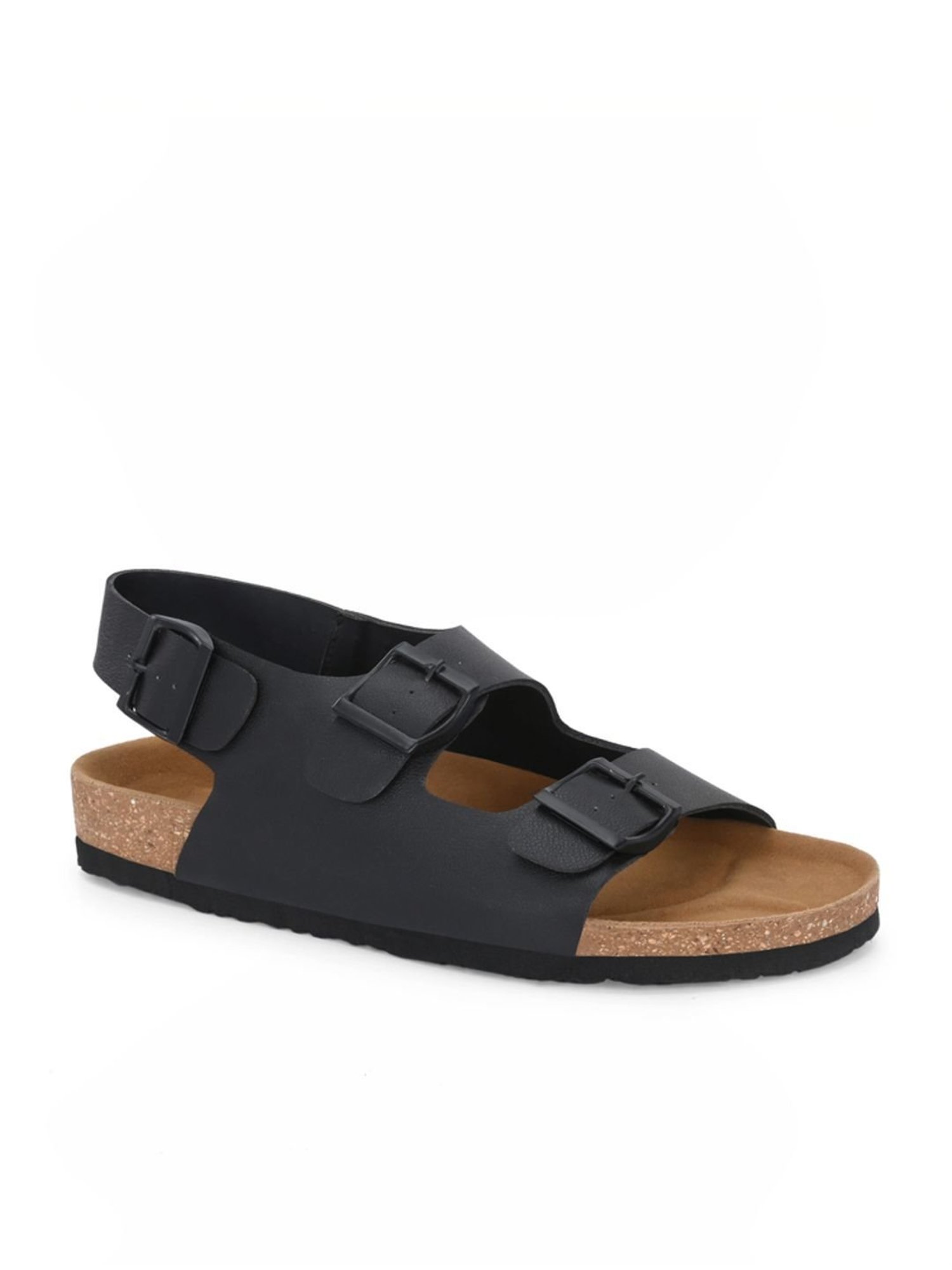 Hoversole Men's Black Cork Back Strap Sandals