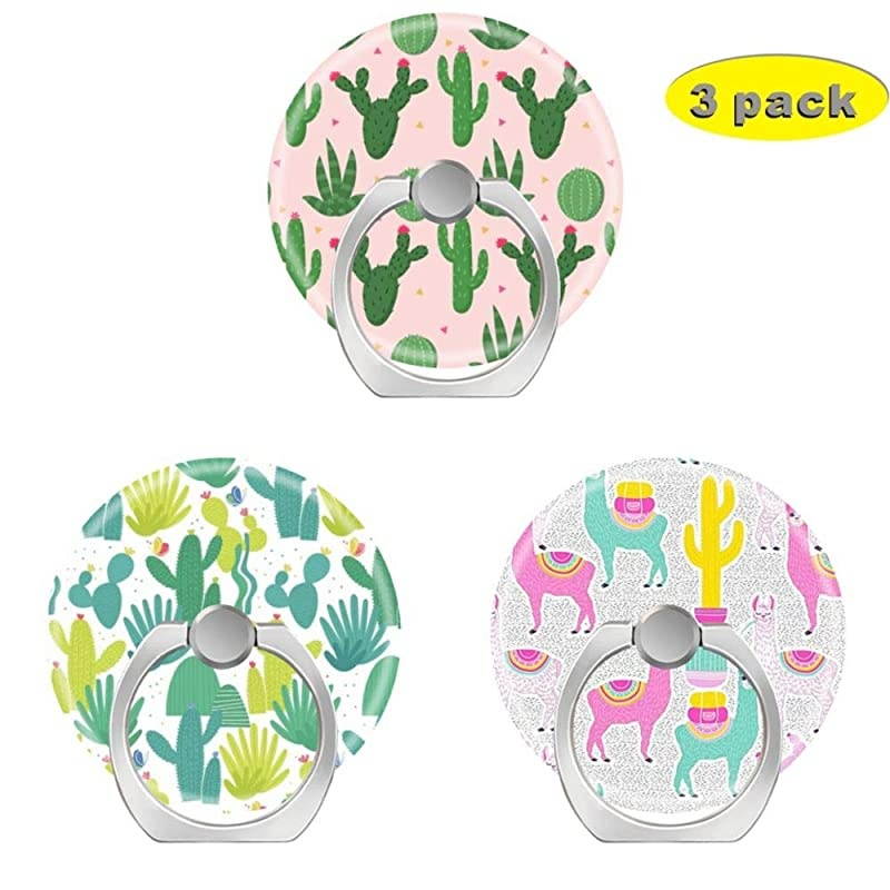 Phone Finger Ring Holder Stand with Car Mount for Smartphone and TabletKickstand 360 Rotation Grip Stand Green Cactus Alpaca