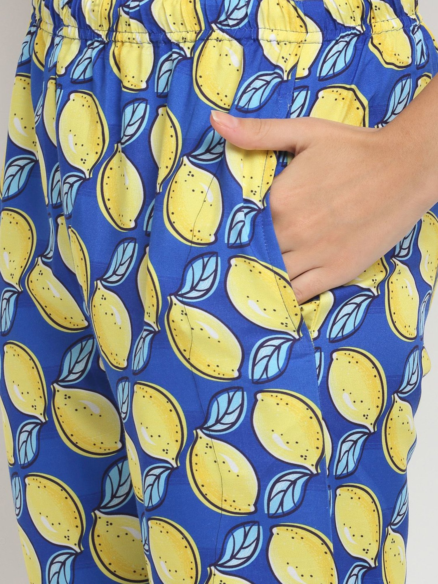 Erotissch Blue & Yellow Printed Shirt Pyjama Set