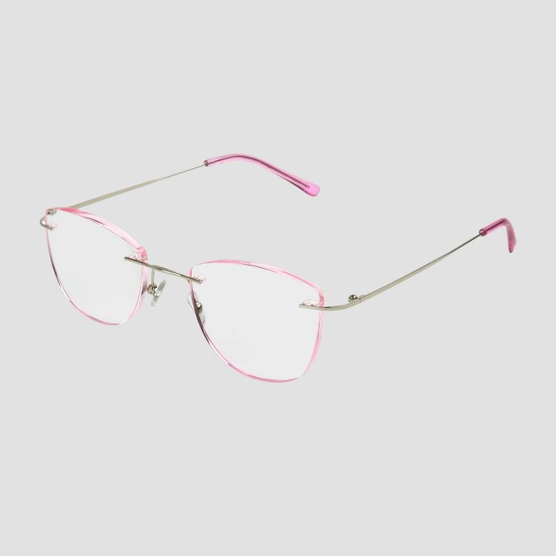 Women's Cateye Blue Light Filtering Square Glasses - A New Day™ Pink