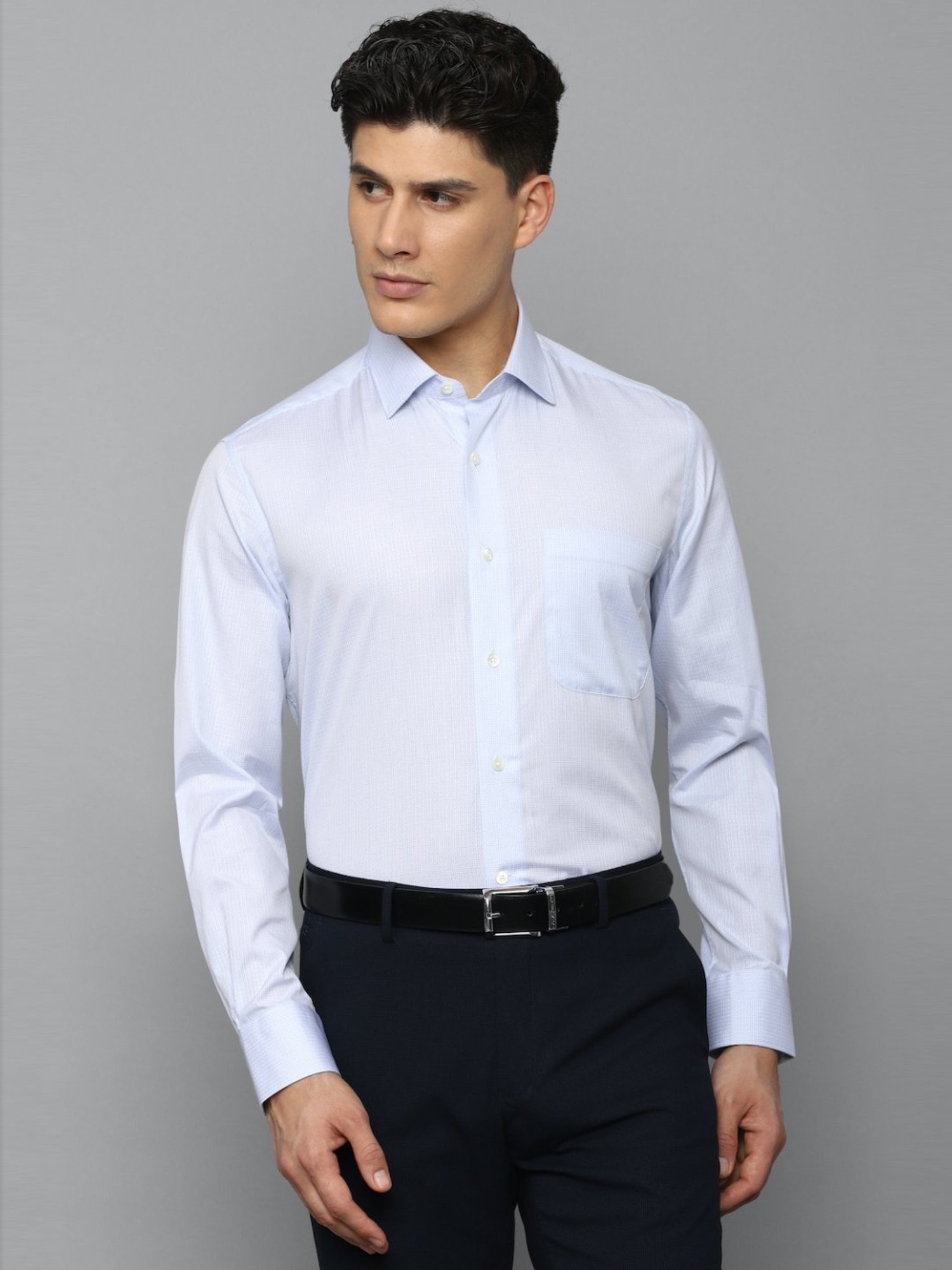 Luxure By Louis Philippe Blue Cotton Regular Fit Checks Shirt