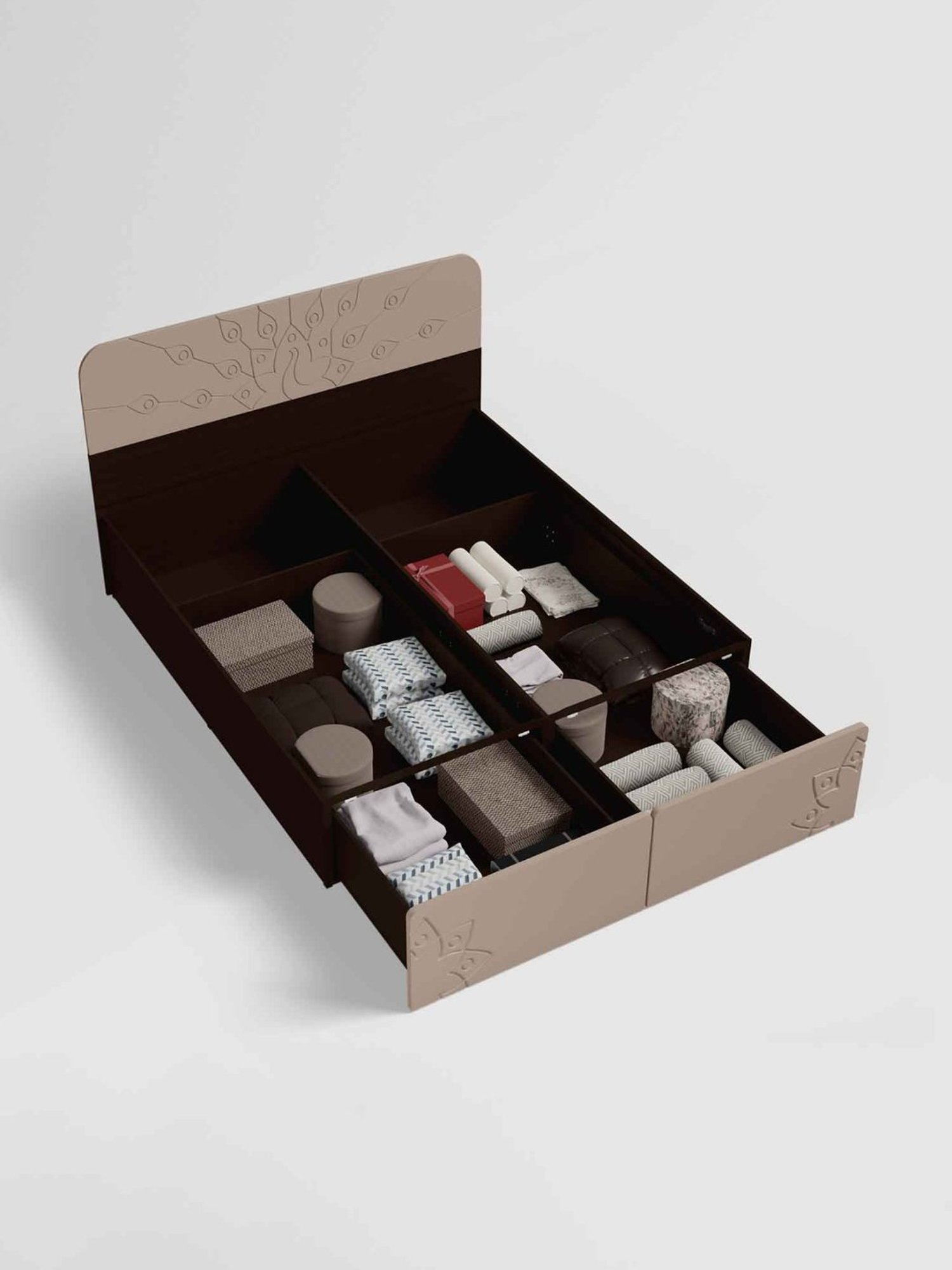 Nilkamal Riva Black Engineered Wood King Size Bed with Storage