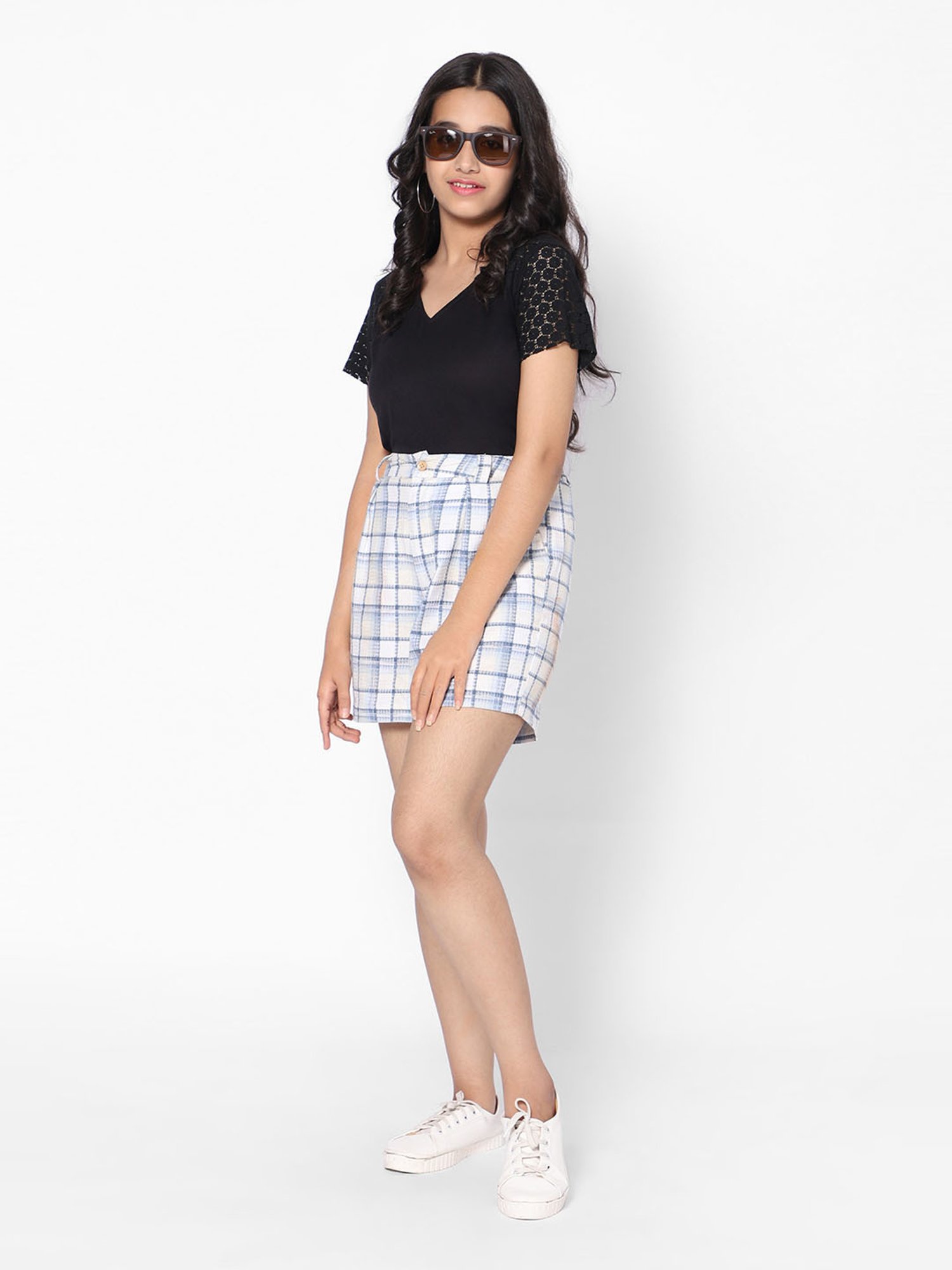 TeenTrums Girls Black Lace Crop top