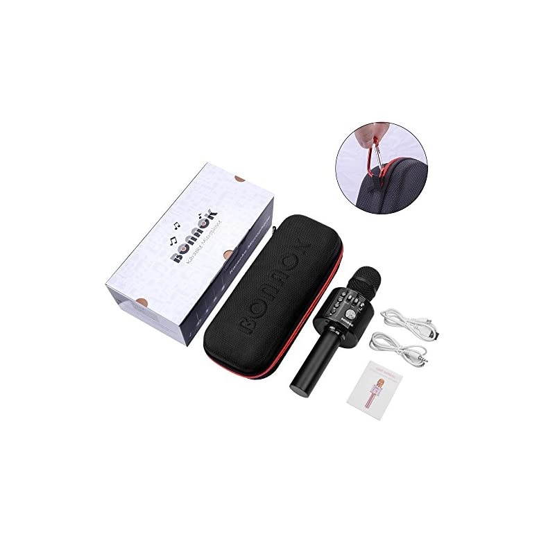 Wireless Bluetooth Karaoke Microphone,3-in-1 Portable Handheld Karaoke Mic Speaker Machine Home Party Birthday for All Smartphones PC(Q37 Rose Gold)