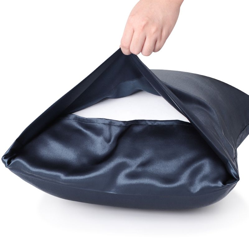 1 Pc Standard Silk for Hair and Skin Pillowcase Navy Blue - PiccoCasa