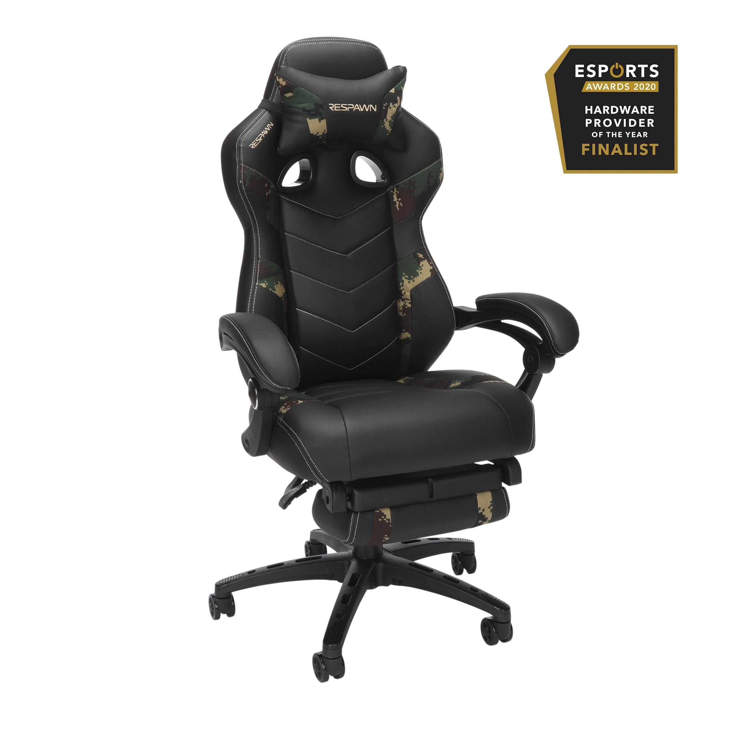 RESPAWN 110 Pro Racing Style Gaming Chair, Reclining Ergonomic Chair with Built-in Footrest, in Forest Camo (RSP-110V2-FST)