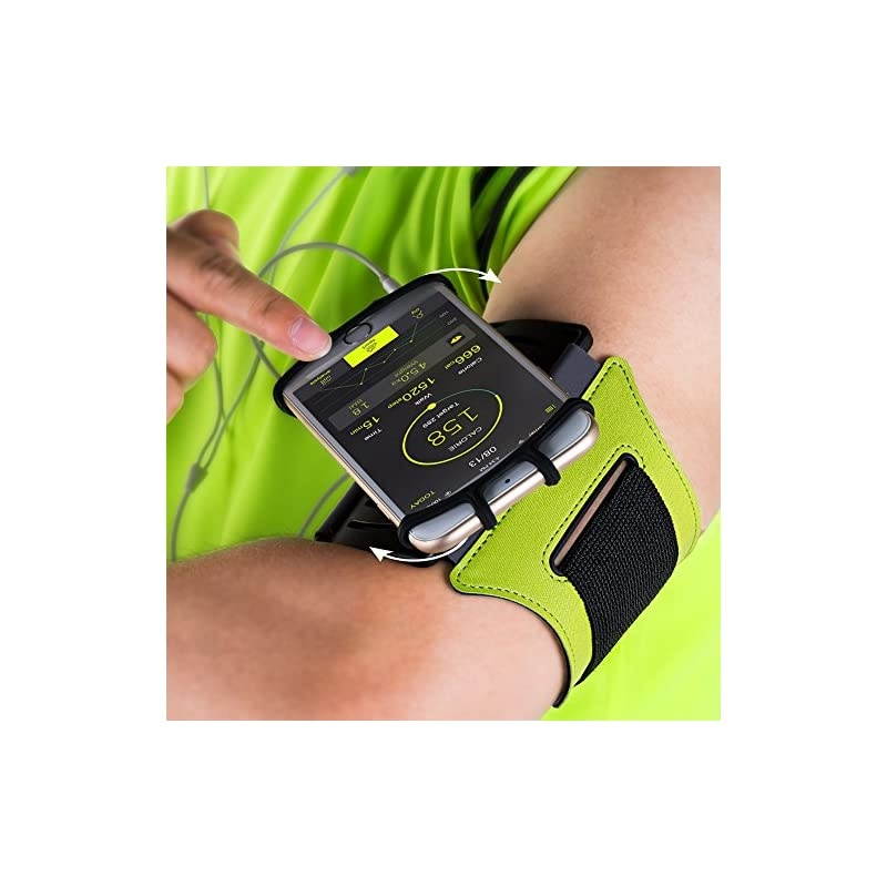 Running Armband for iPhone 12 Pro 11 Pro Max X XR XS 8 7 6 6s Plus,Galaxy S20 S10 S9 Plus, Note 20/10/9/8, 360&deg;Rotatable with Key Holder Phone Armband for Hiking Biking Walking(Green)