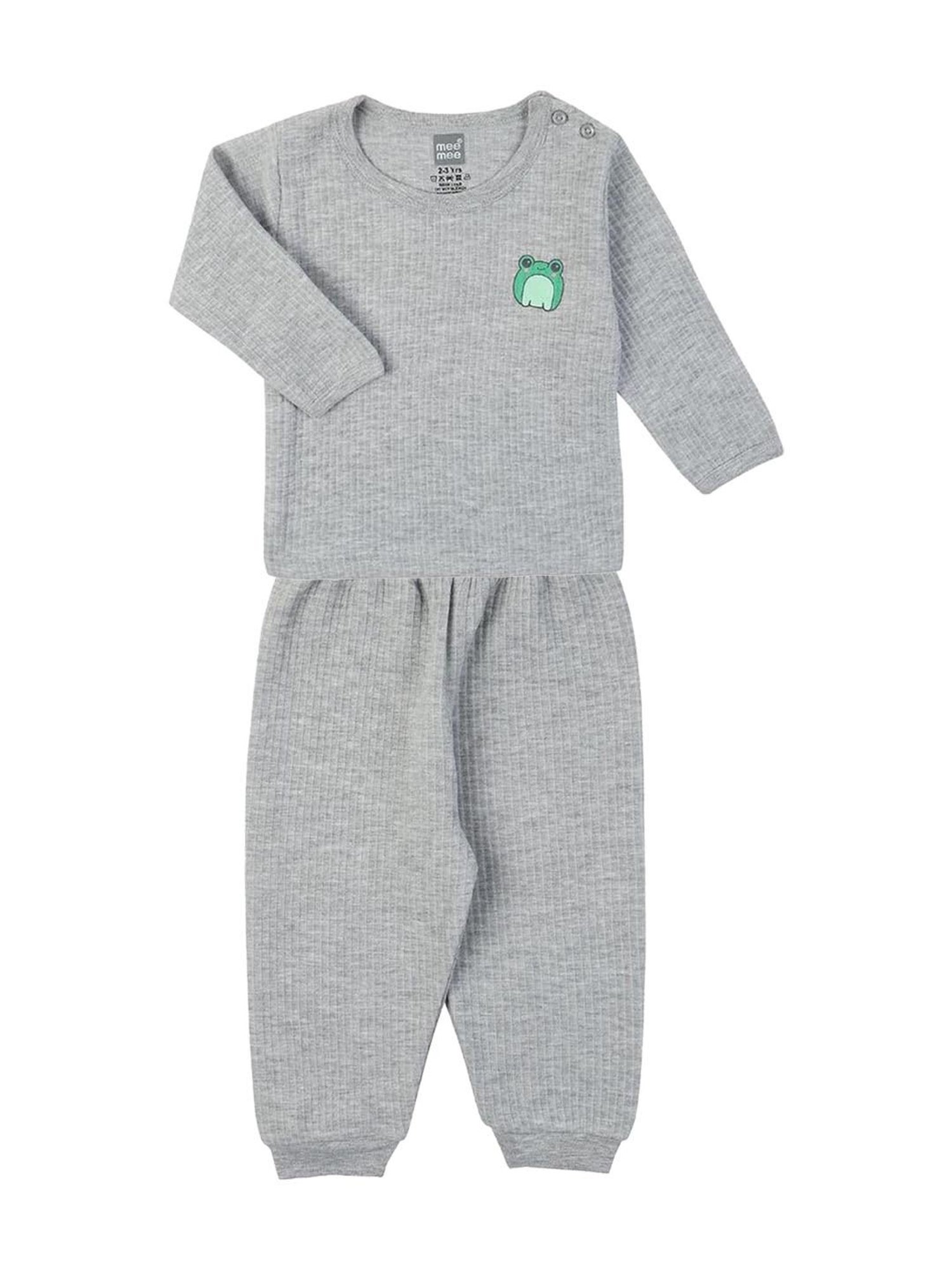 Mee Mee Kids Grey Printed Full Sleeves Thermal Set