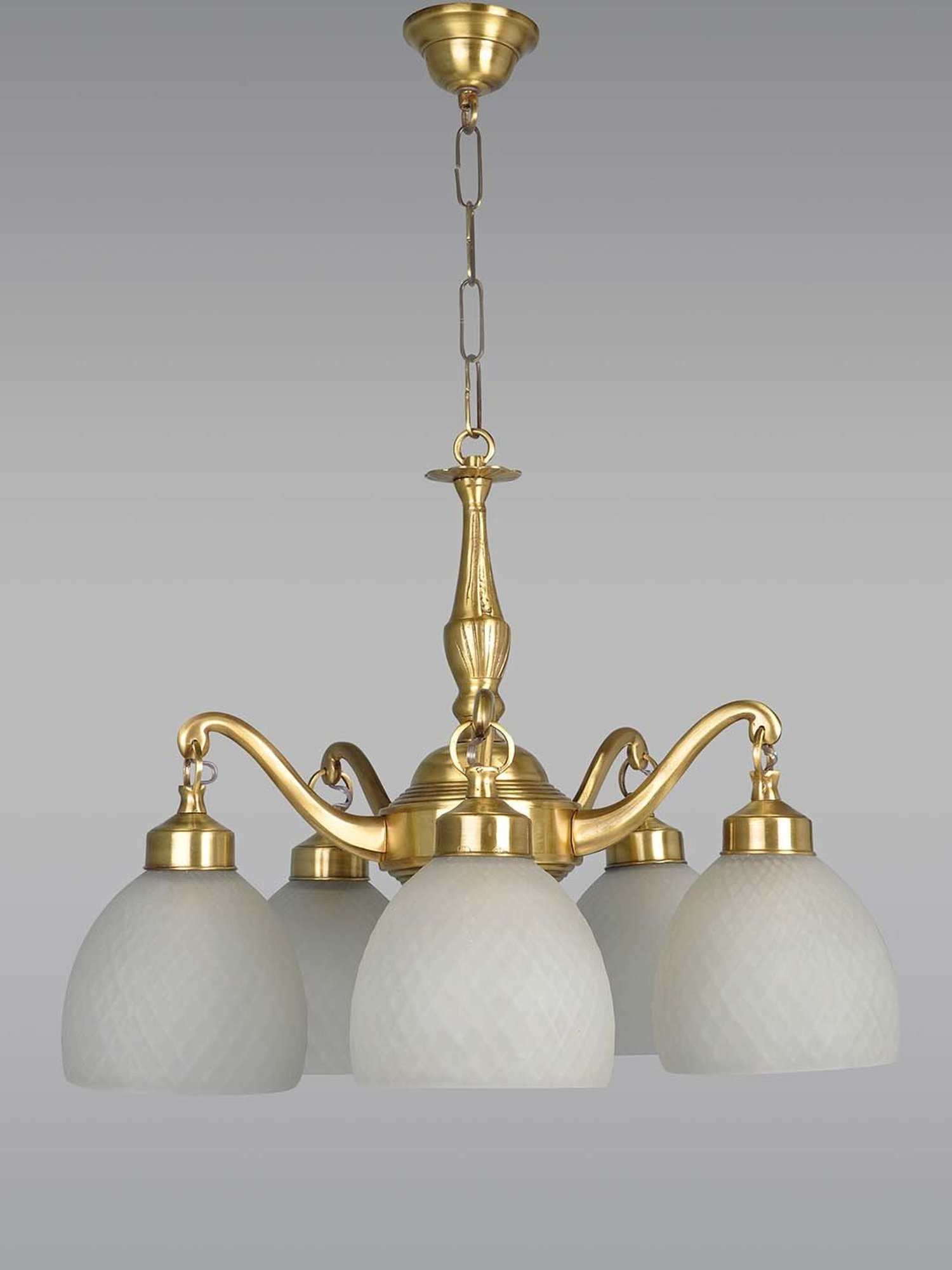 Fos Lighting 'Classic Frosted' Golden & Transparent Brass Downward Chanelier - Set of 1