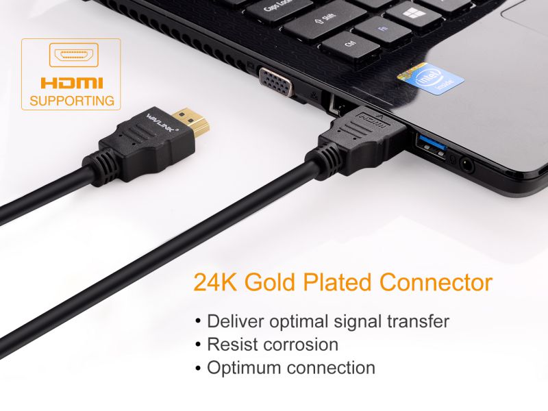 Wavlink 4K HDMI Cable - 6.6ft  Zinc Alloy Shell HDMI Male to HDMI Male cable - Braided Cord (30AWG) - High Speed with Ethernet & Audio Return - Support 4K 2160p, HD 1080p, 3D