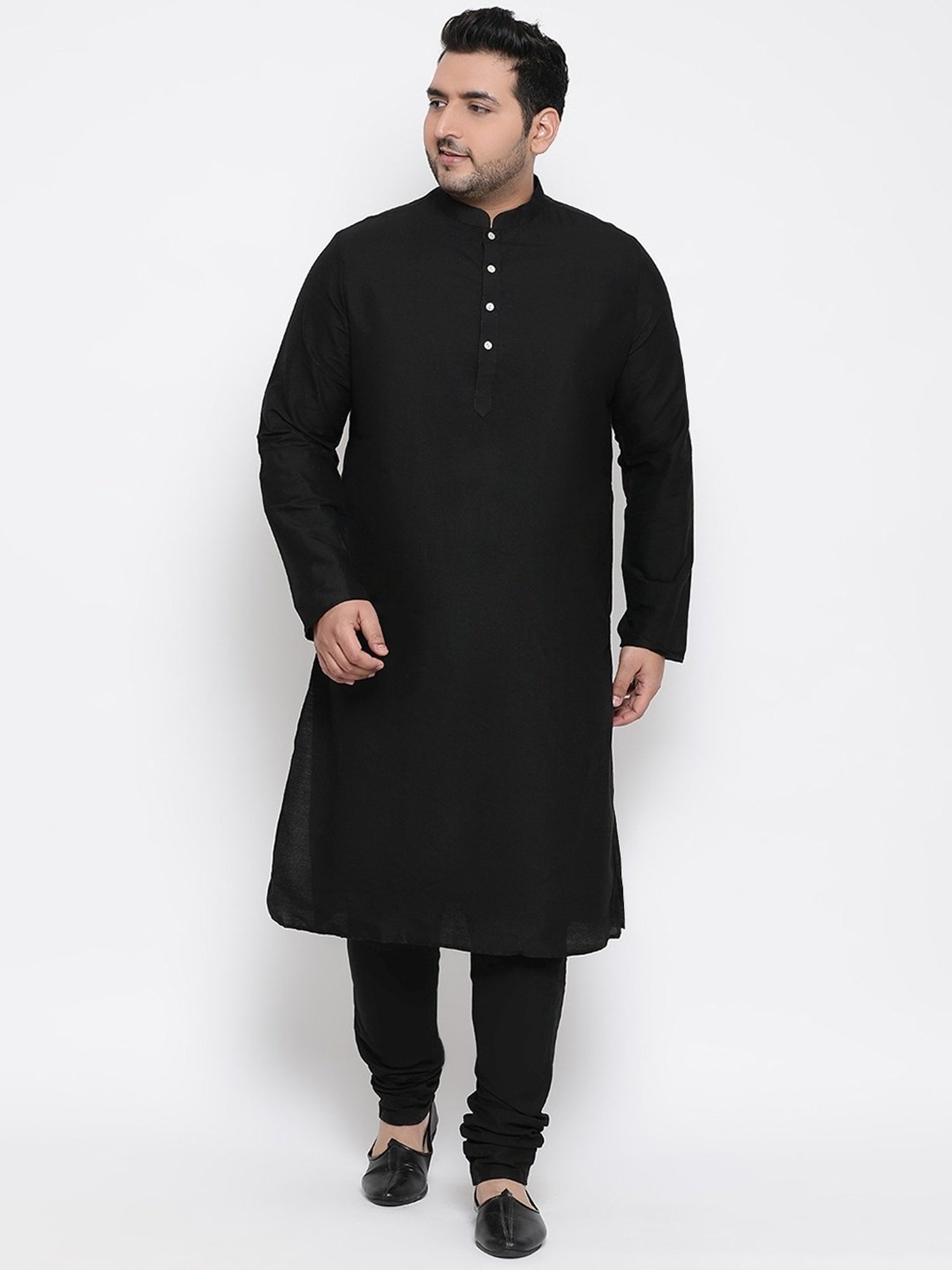 KISAH PLUS Black Regular Fit Jacquard Kurta Set With Jacket