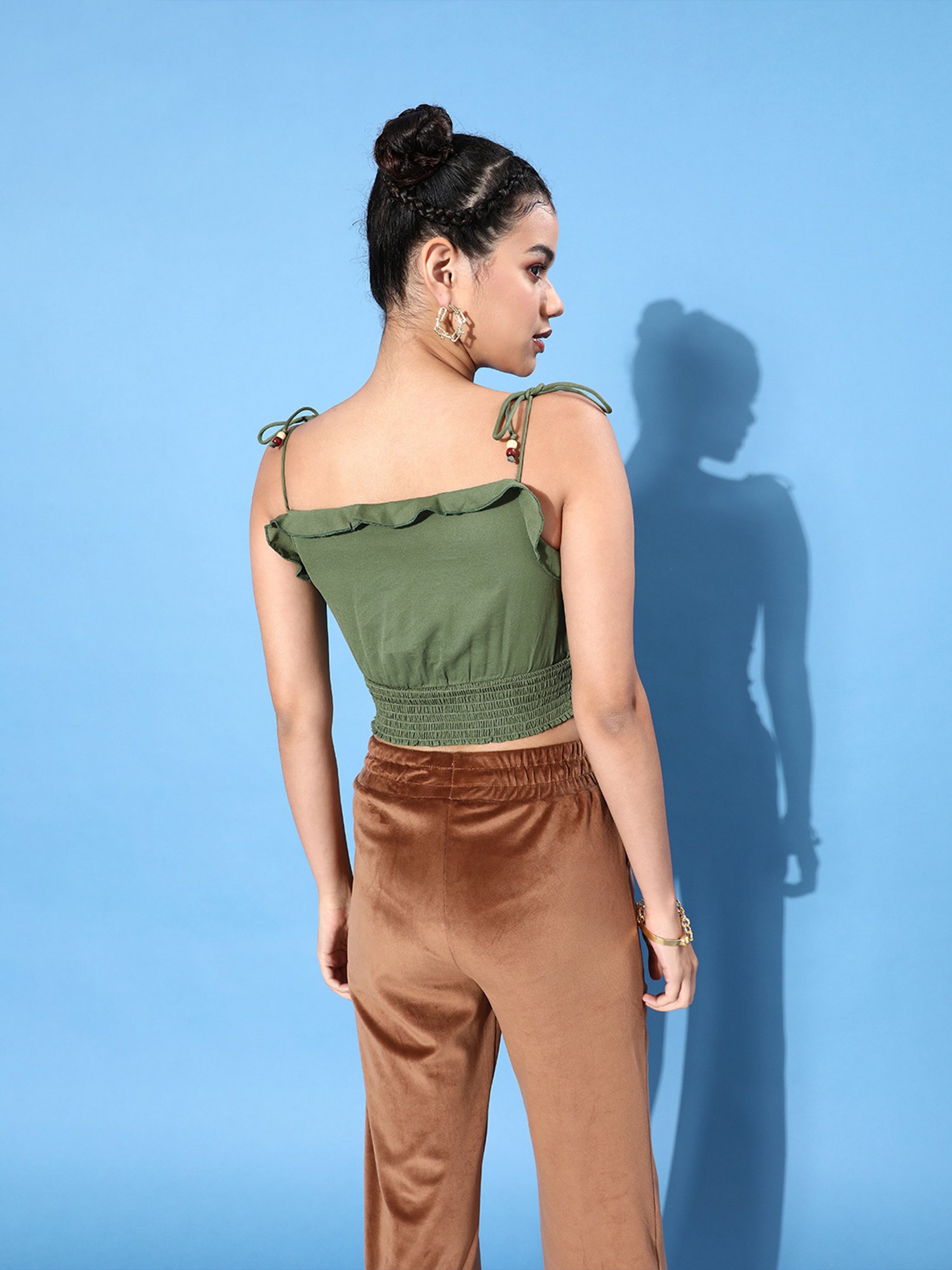KASSUALLY Green Relaxed Fit Crop Top