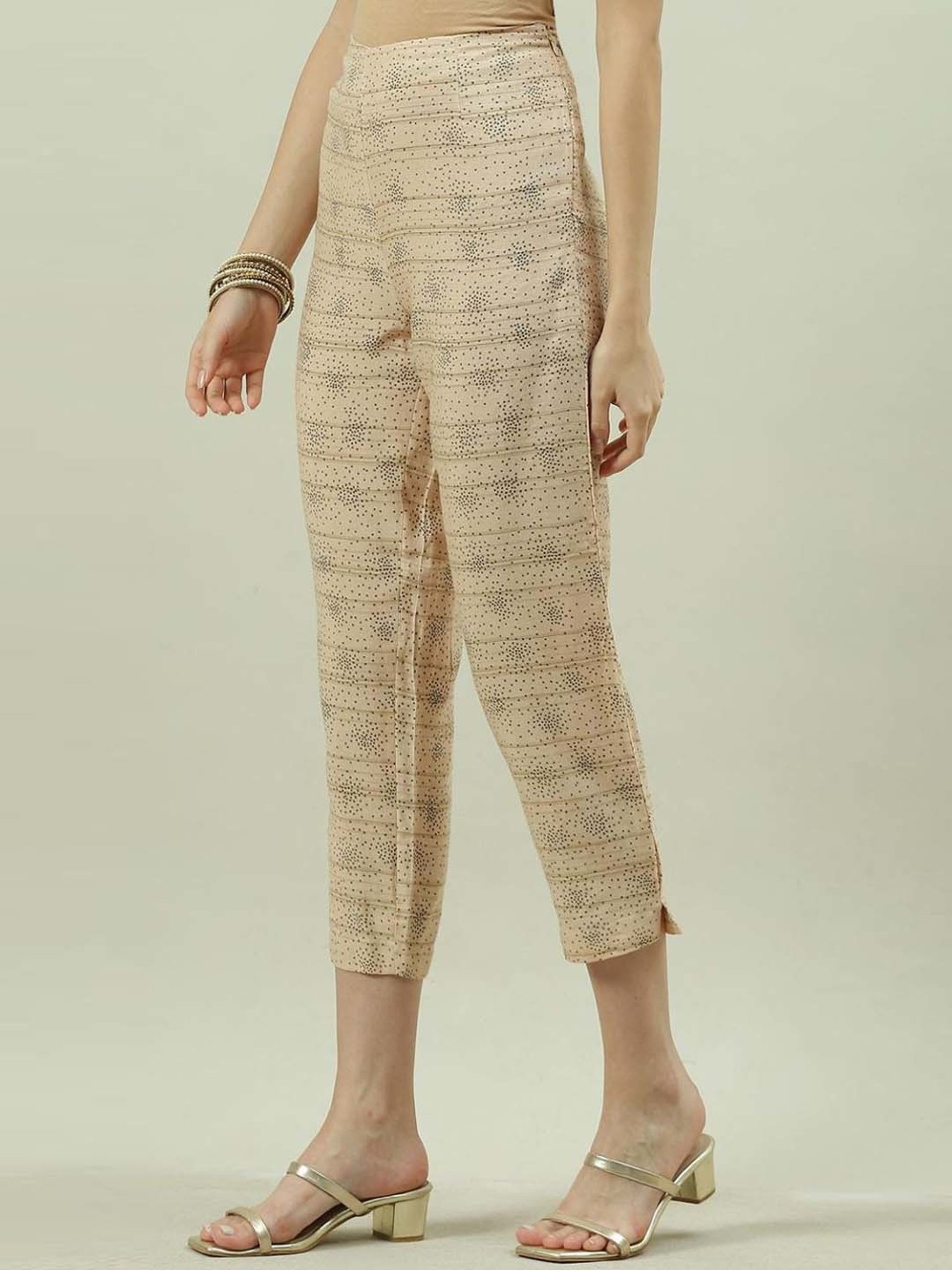 Biba Beige Printed Pant