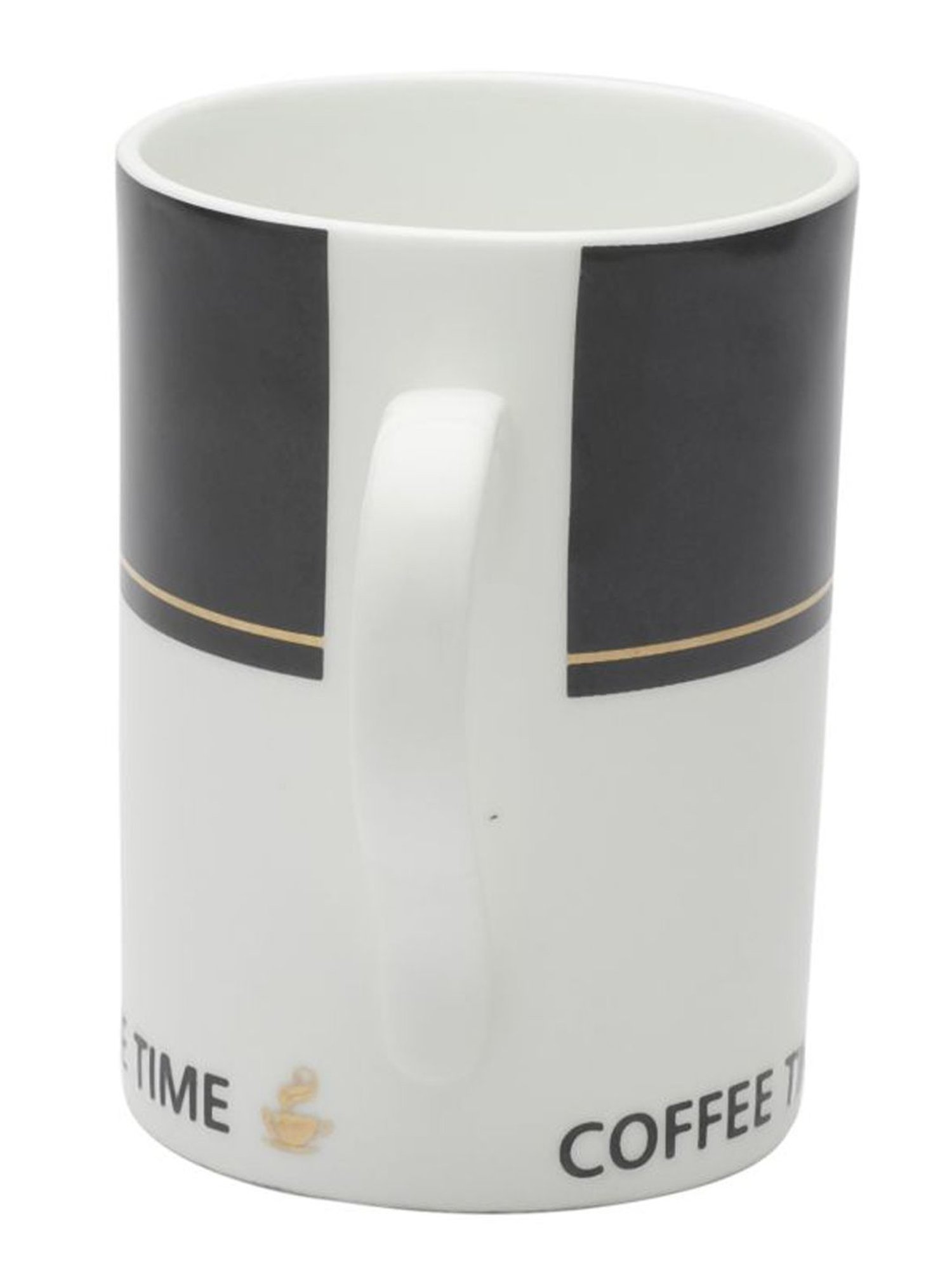 JCPL White & Black Ceramic Milk & Coffee Mug (0.33L) - Set of 1