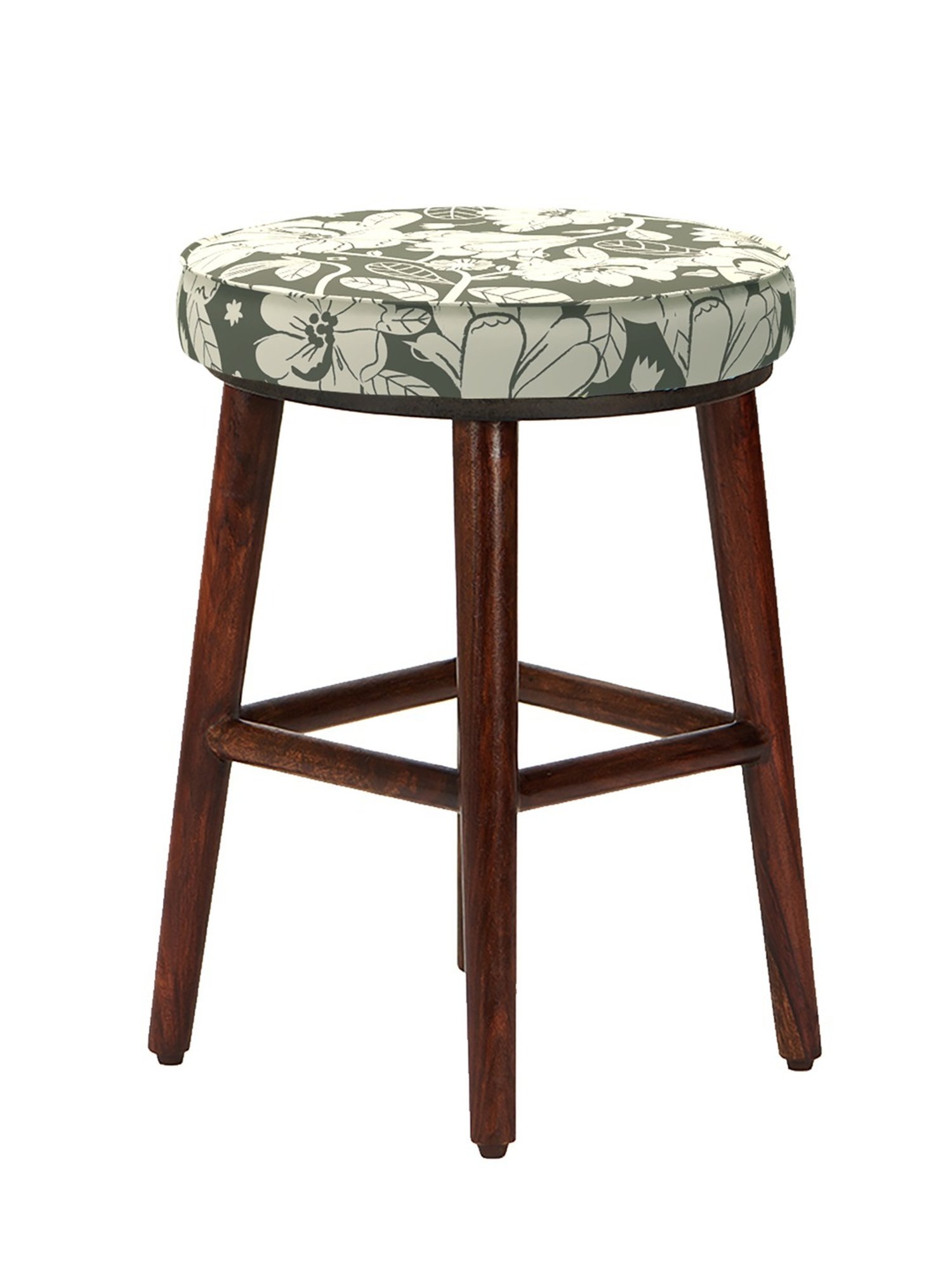 Chumbak English Garden Floral Grey Wood Cafe Stool