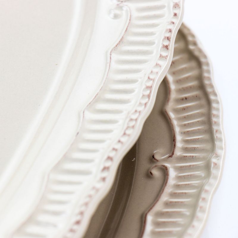 Home Accents 2 Piece Capri 16 Inch Oval Stoneware Platter Set in Sand