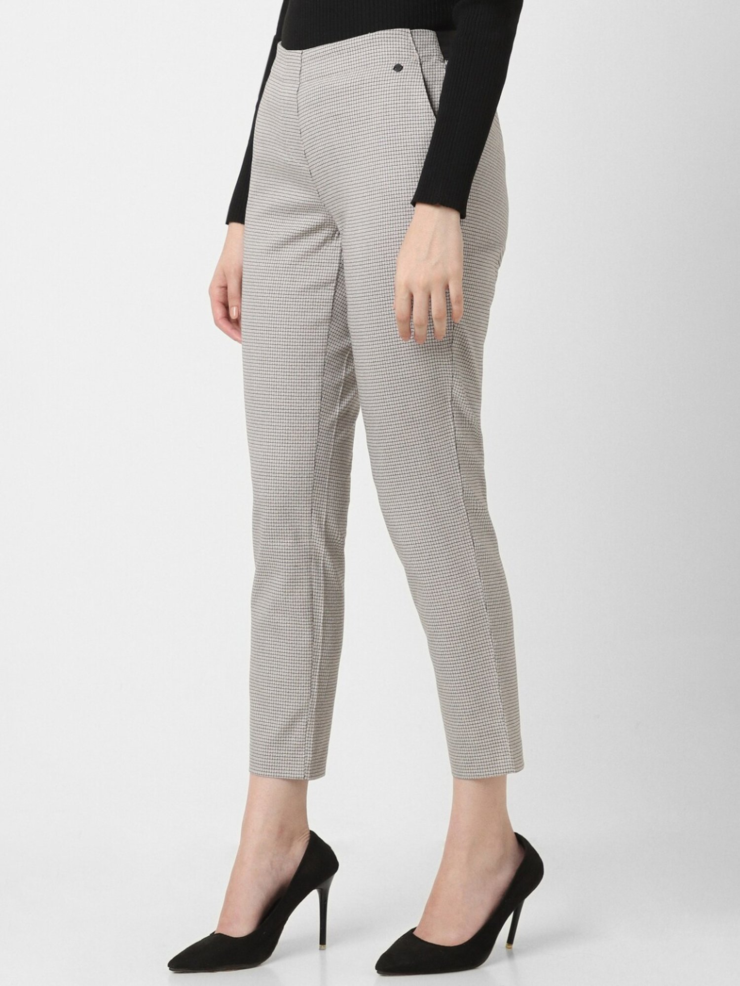 Van Heusen Grey Chequered Formal Pants