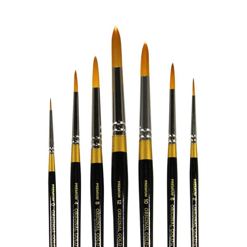 Kingart 7ct Original Round Stroke Brush Set - Gold
