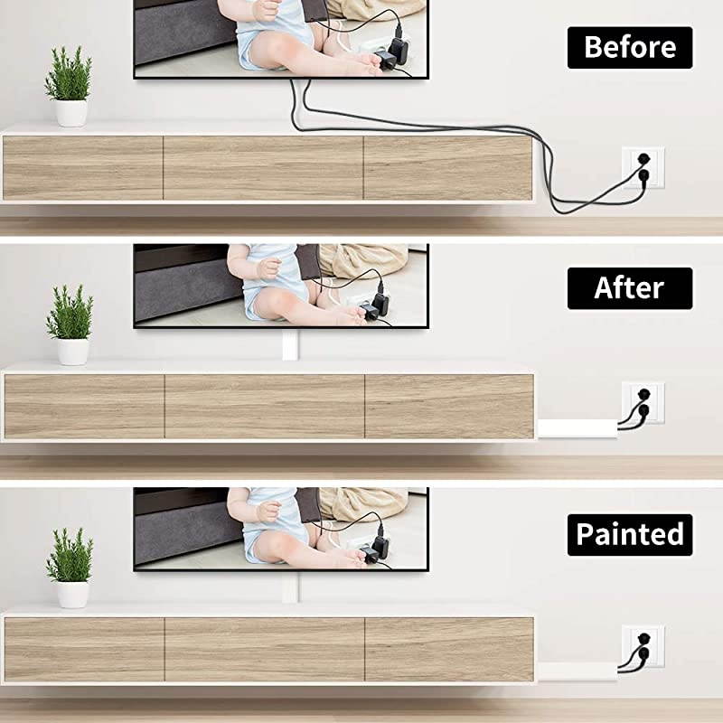 Hider Cord Cover Raceway Kit CMC01 Cable Management Channel 125in Cable Concealer for Mount TV System Paintable OnWall Runner Cord Hider 8X L157in W095in H055in White