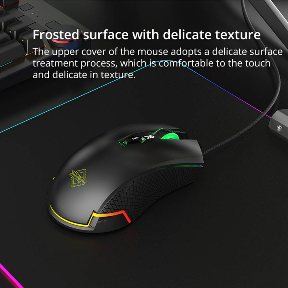 RGB Gaming Mouse, 3000 DPI 6 Programmable Buttons,  7 Keys Ergonomic RGB Backlight, Ergonomic Computer Mouse for Office Games and Daily Use, Black
