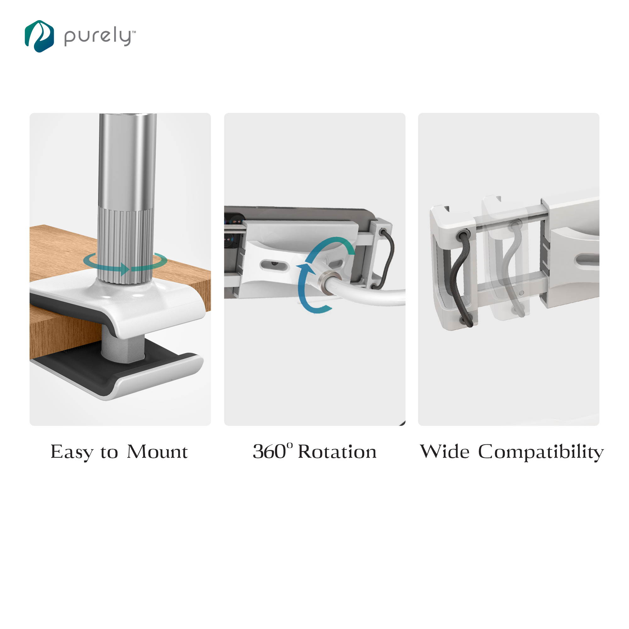 Purely Gooseneck Phone and Tablet Holder Deluxe | 39&rdquo; Flexible Arm with Clip Mount 4" to 12.9" Devices - Compatible with iPad Pro, Mini & Samsung Galaxy Tab - Desk, Bedside, Headboard Stand