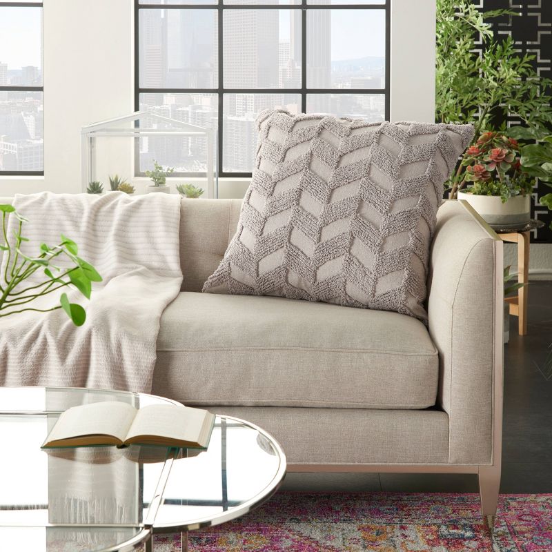 Life Styles Raised Throw Pillow Chevron Khaki - Mina Victory