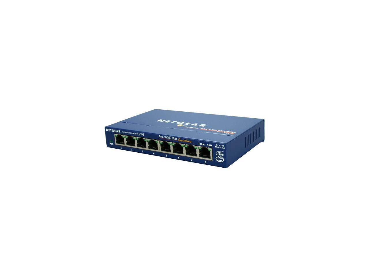 NETGEAR 8-Port Fast Ethernet Unmanaged Switch, Desktop, ProSAFE Lifetime Protection (FS108NA)