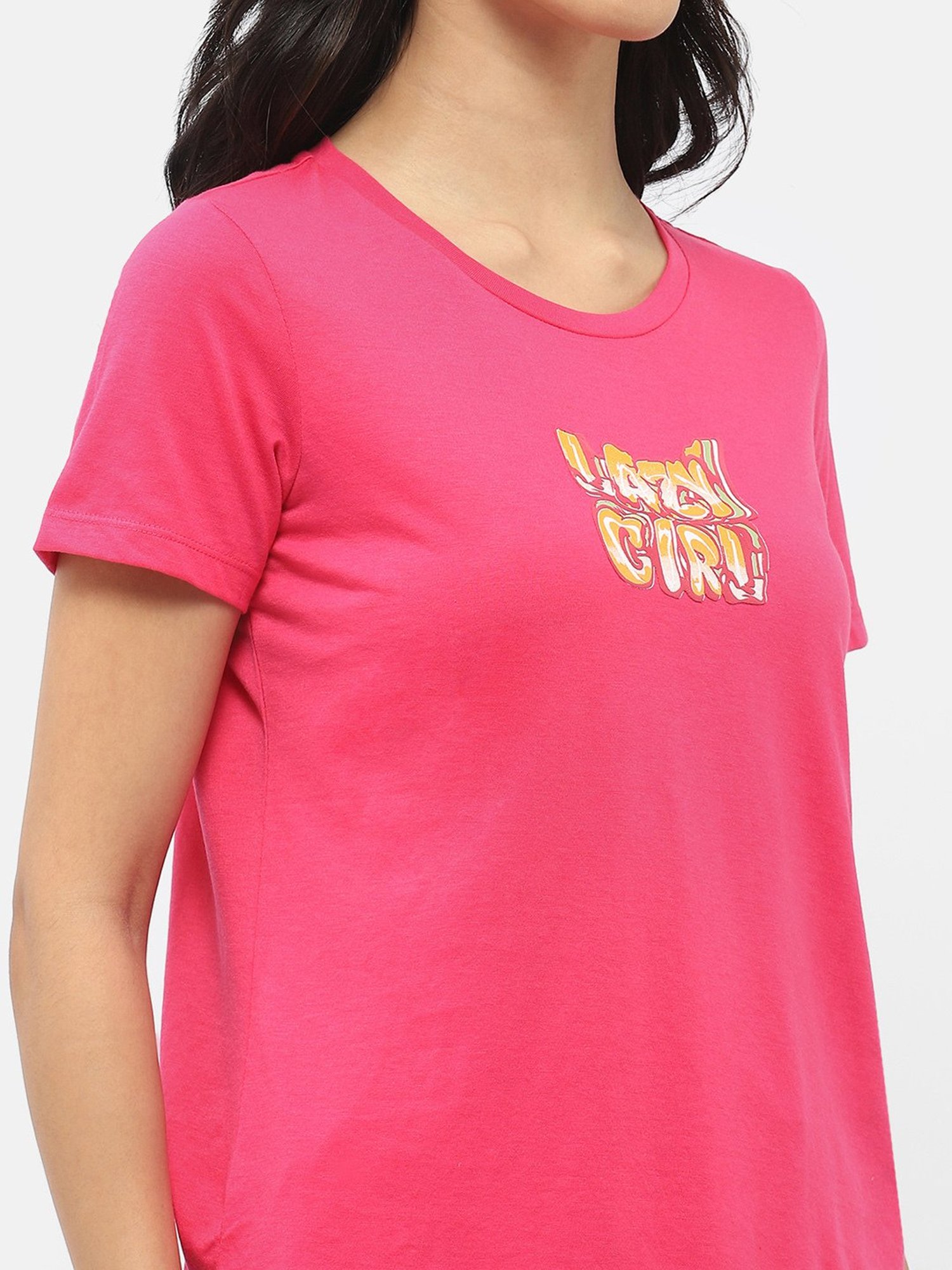 MADAME M Secret Pink Graphic Print T-Shirt With Capris